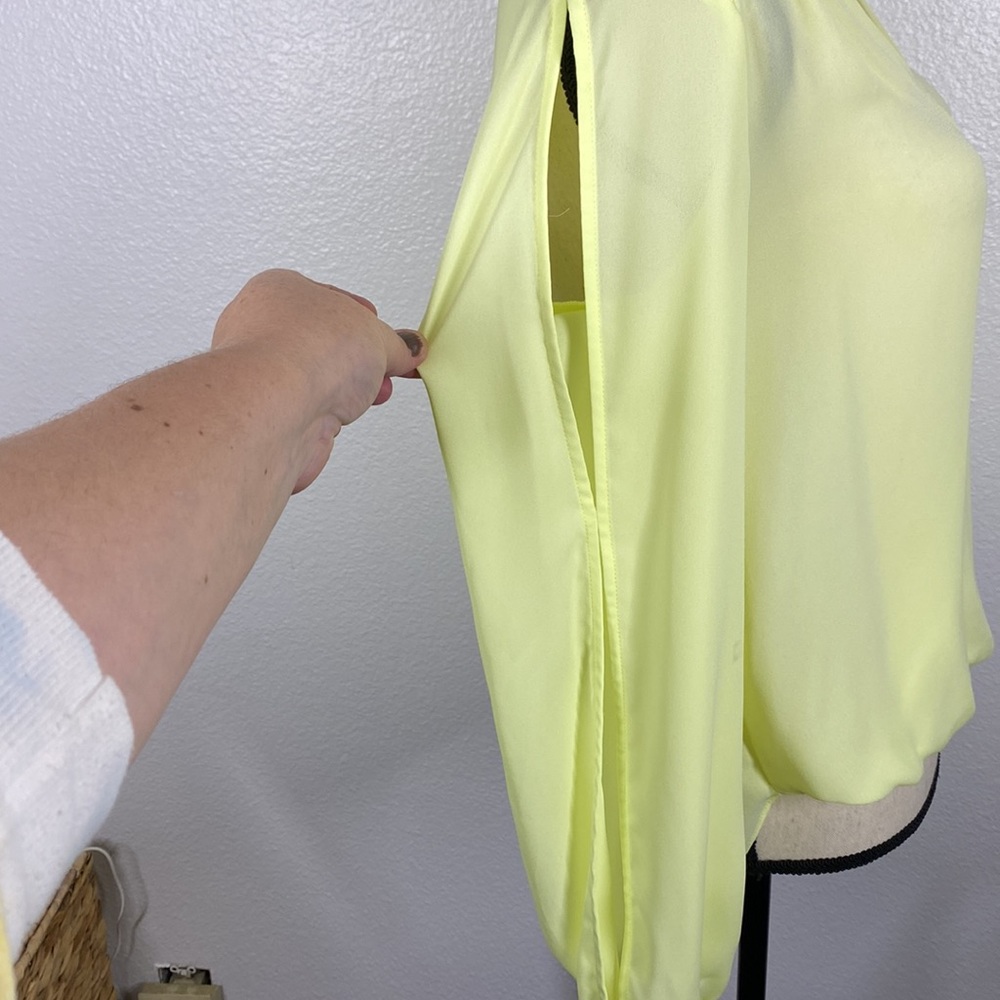 Inc International Concepts Yellow Neon Split Sleeve Blouse - Picture 8 of 11